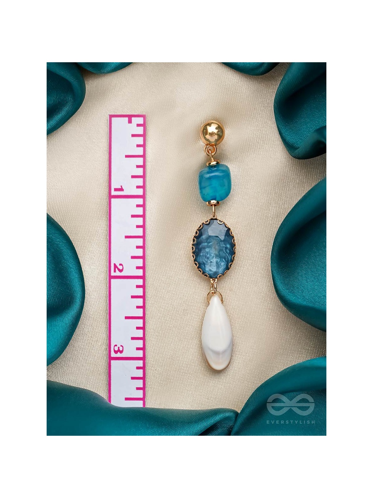 The Sapphire Hues- Golden Embellished Earrings