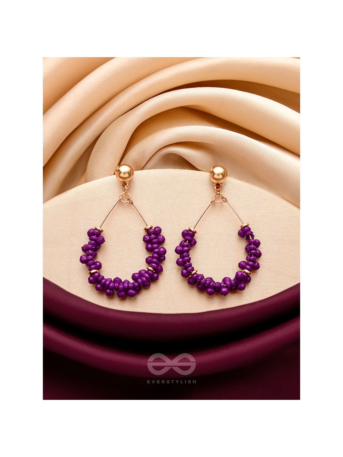 The Violet Vibes- Golden Beads Earrings