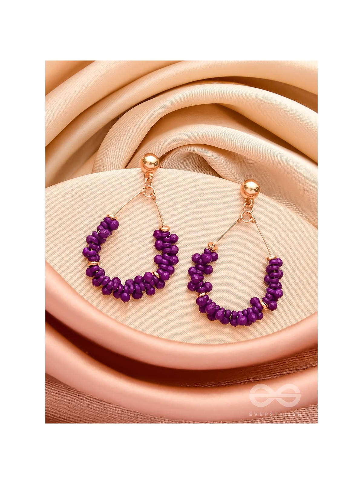 The Violet Vibes- Golden Beads Earrings