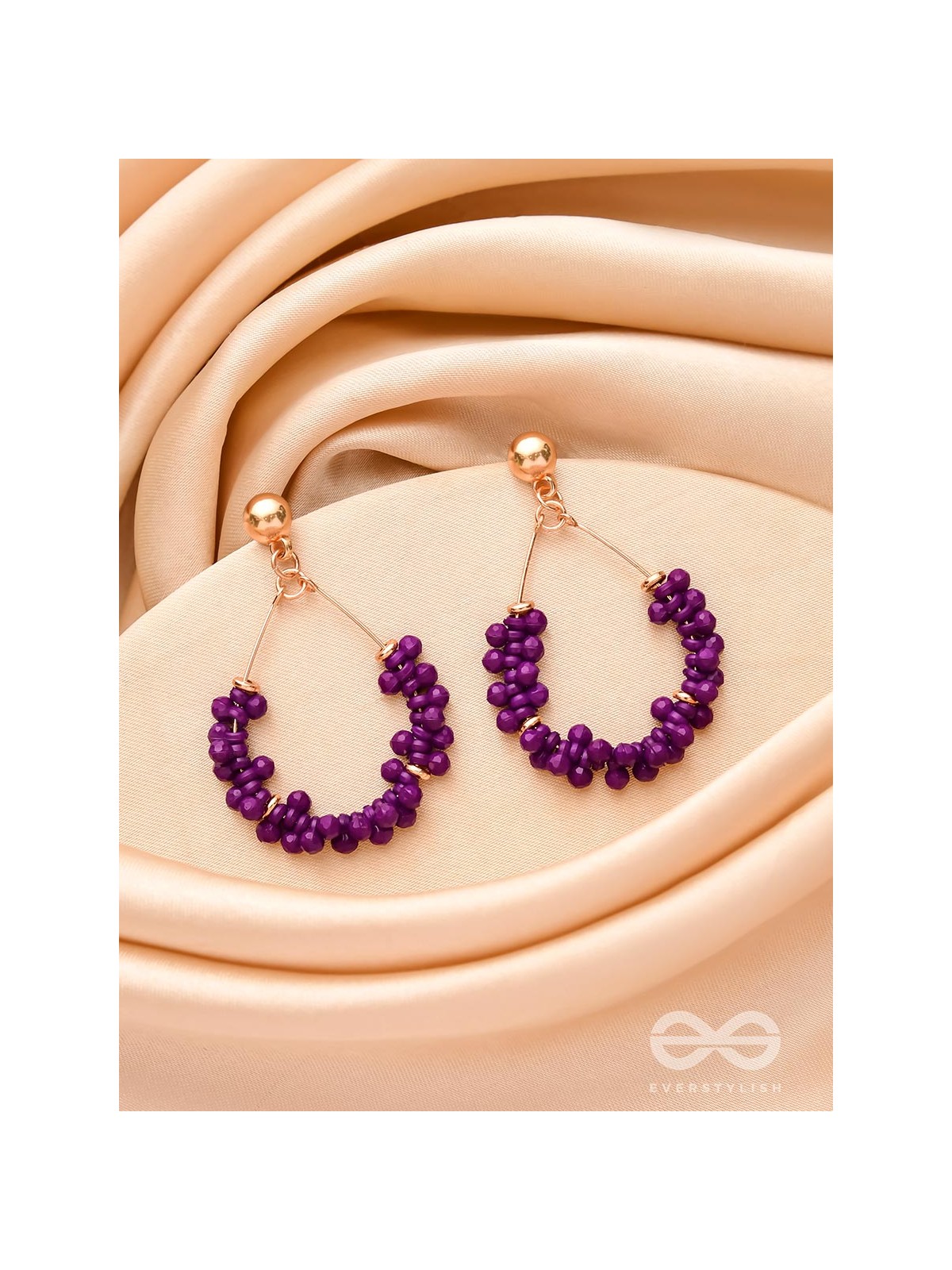 The Violet Vibes- Golden Beads Earrings