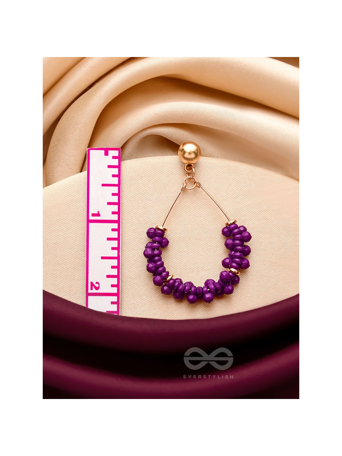 The Violet Vibes- Golden Beads Earrings