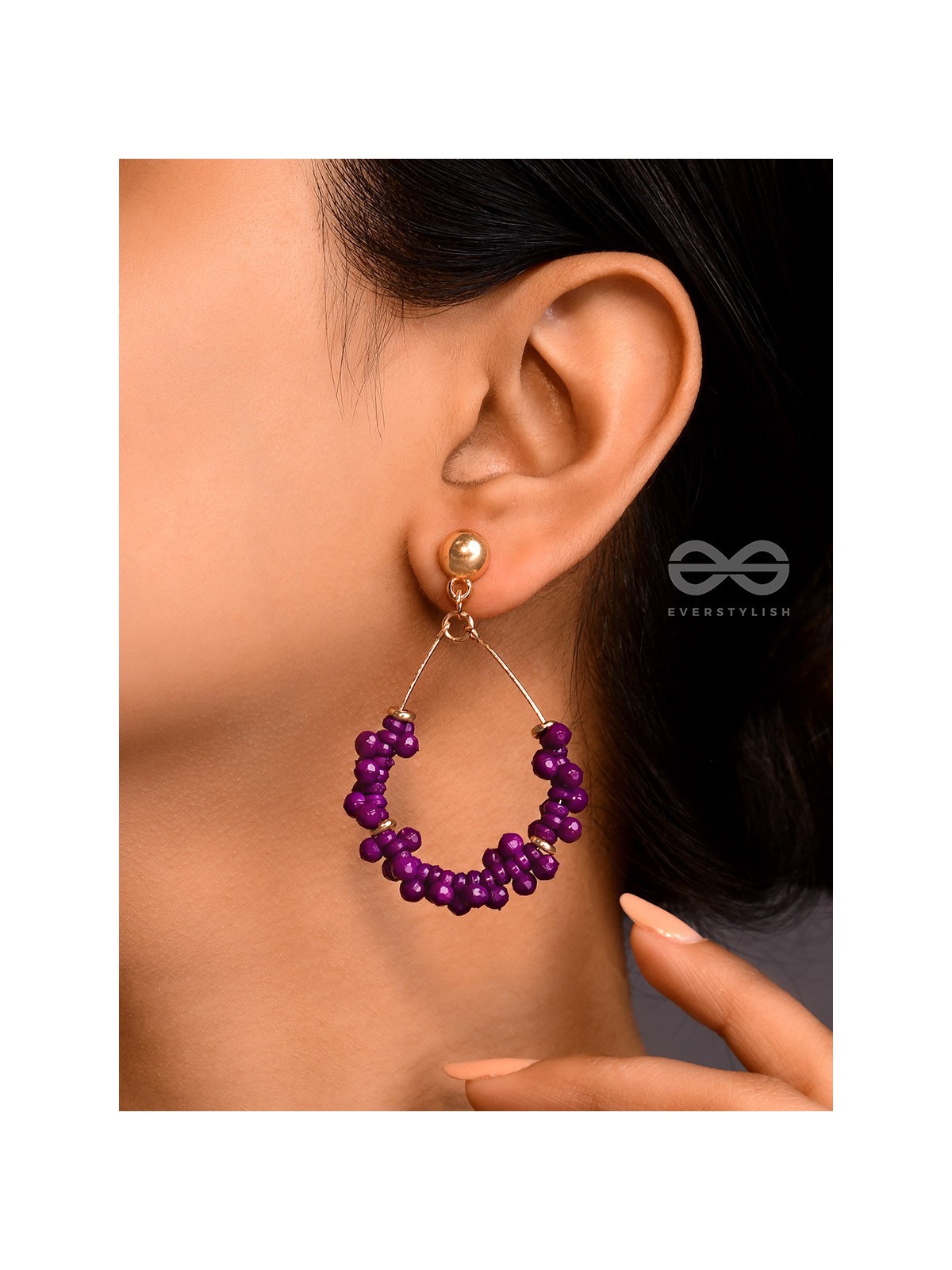 The Violet Vibes- Golden Beads Earrings