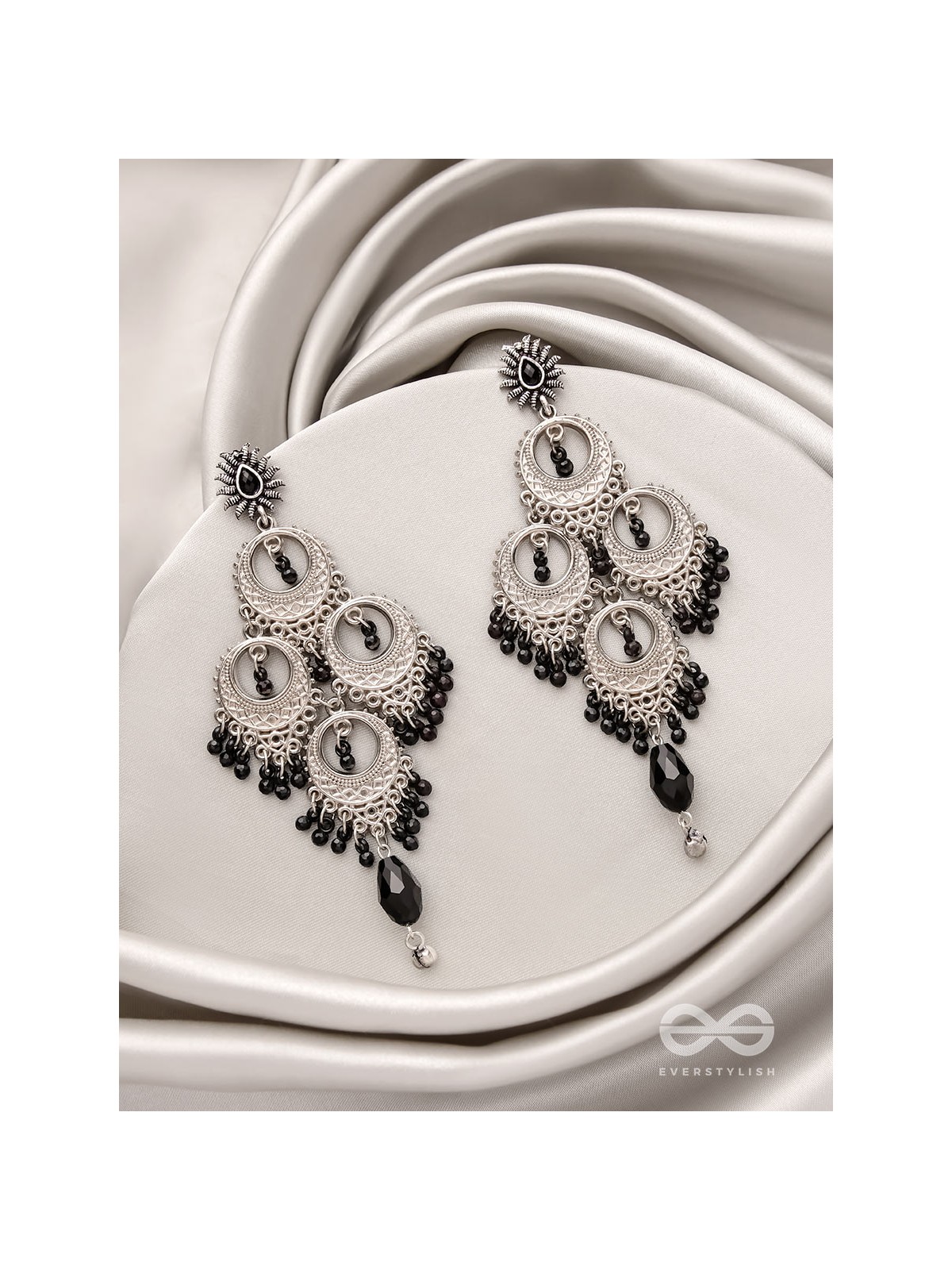 The Regal Chandelier- Oxidised Embellished Earrings