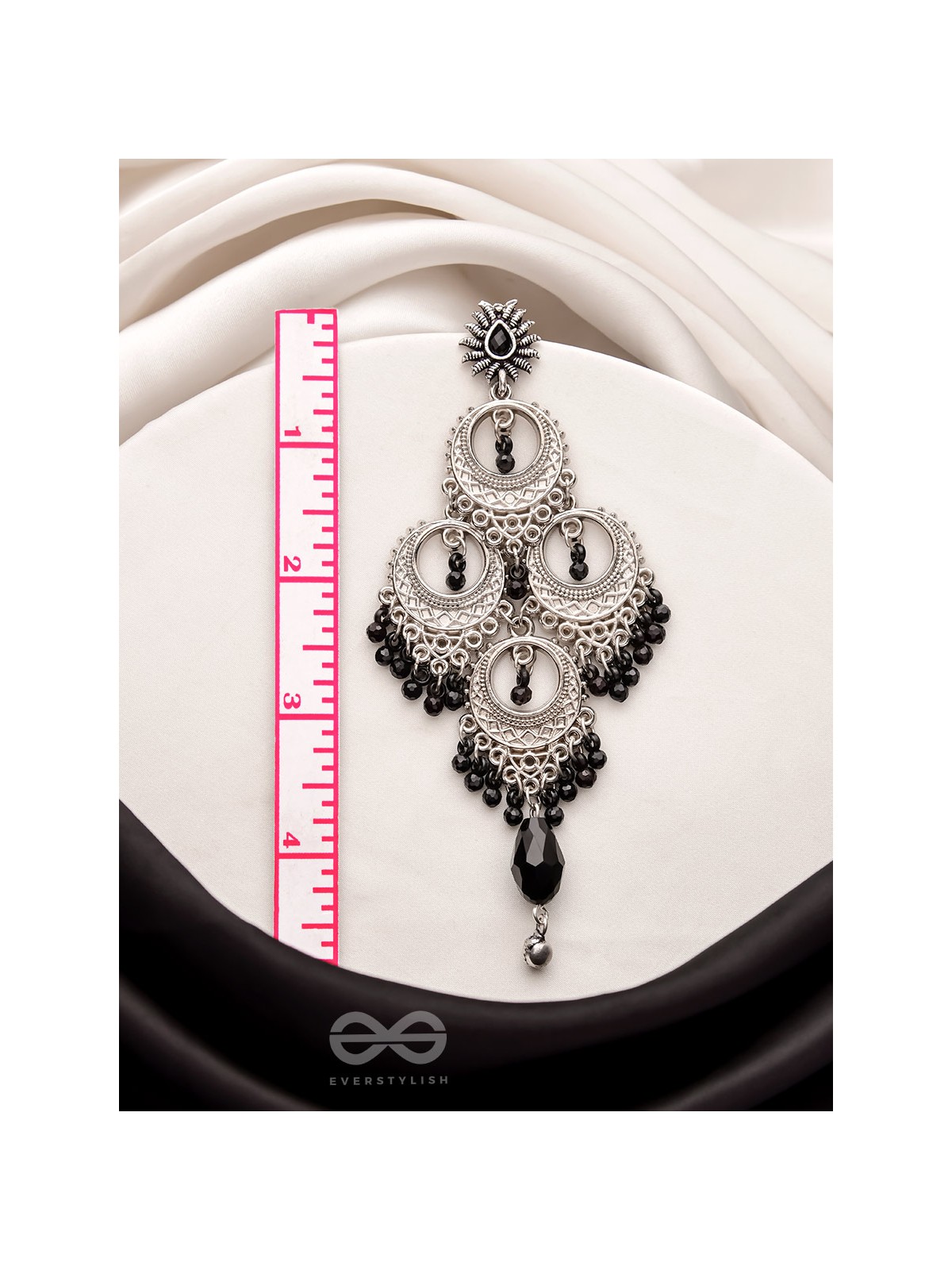 The Regal Chandelier- Oxidised Embellished Earrings