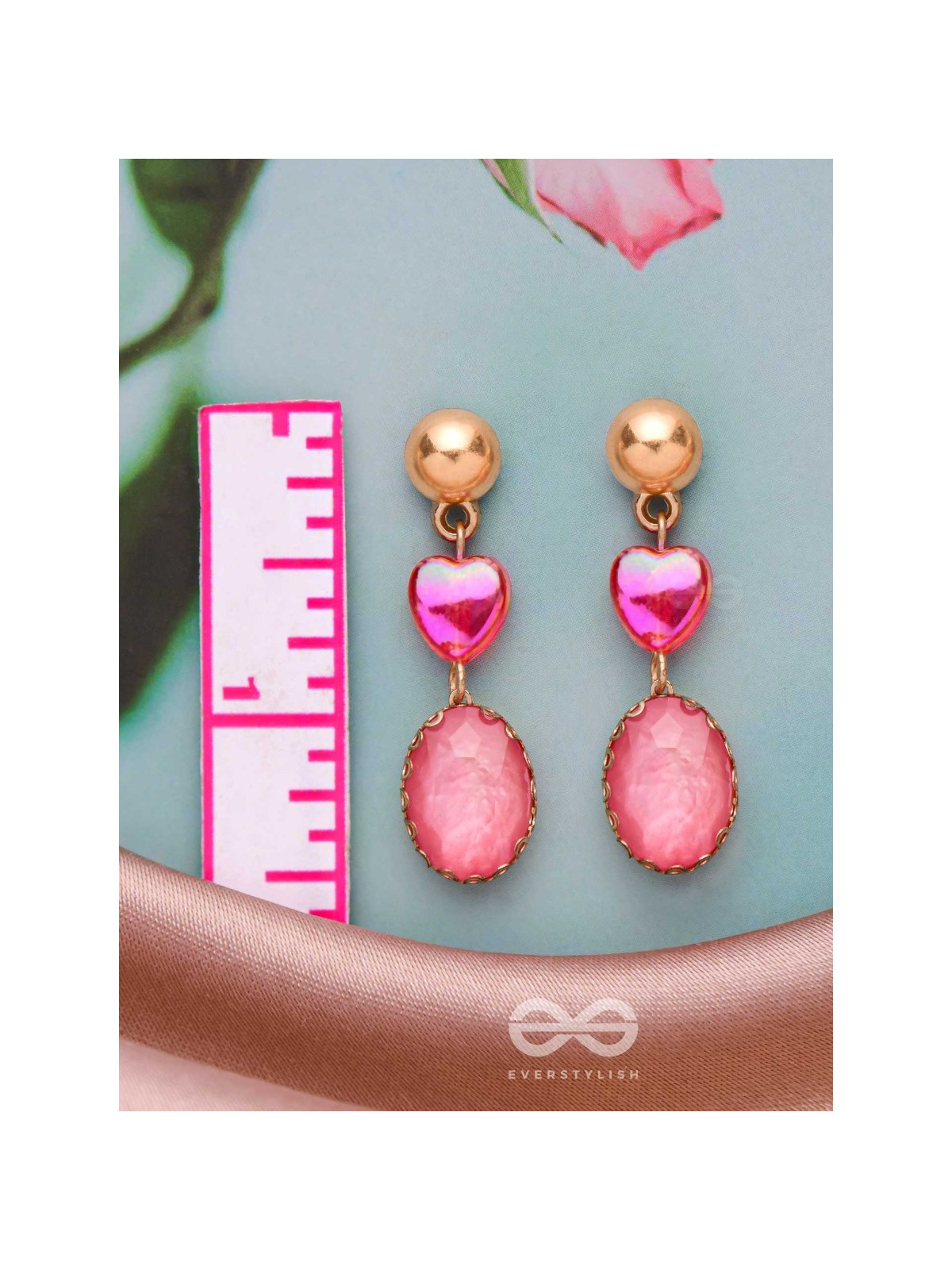 The Blushing Heart- Golden Embellished Earrings