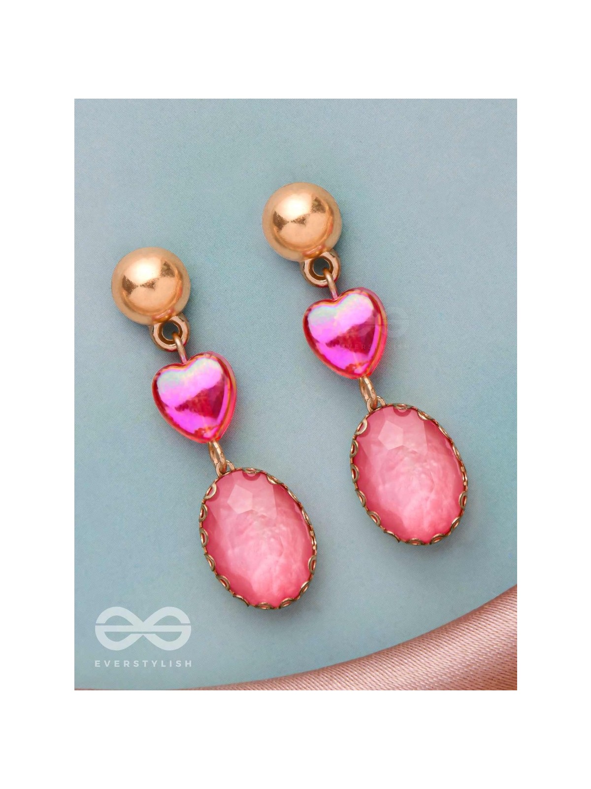The Blushing Heart- Golden Embellished Earrings