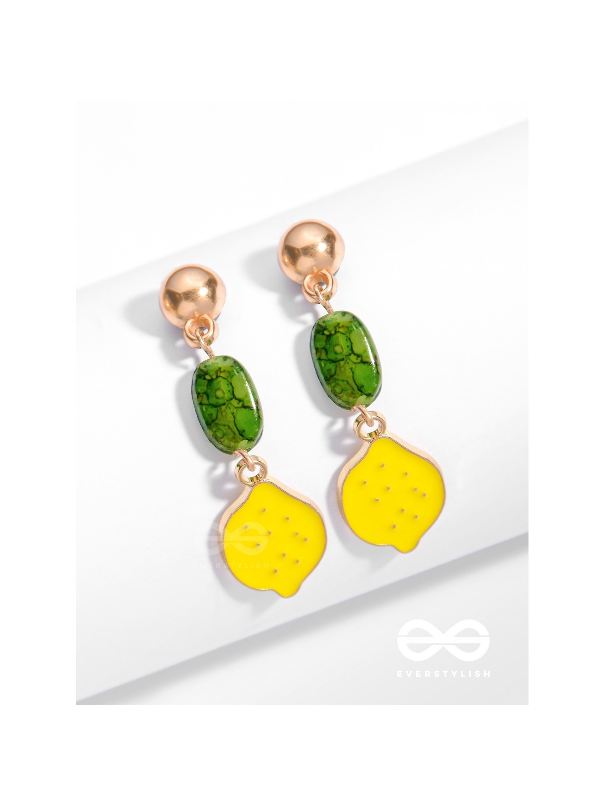 The Lemon Twist- Golden Enamelled Earrings