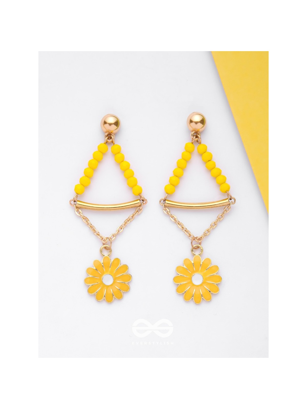 The Marigold Swing- Golden Enamelled Earrings