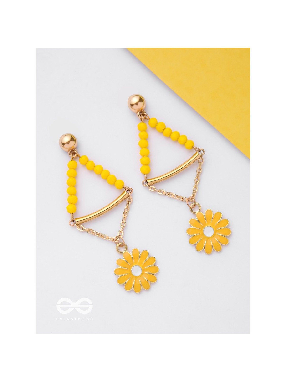 The Marigold Swing- Golden Enamelled Earrings