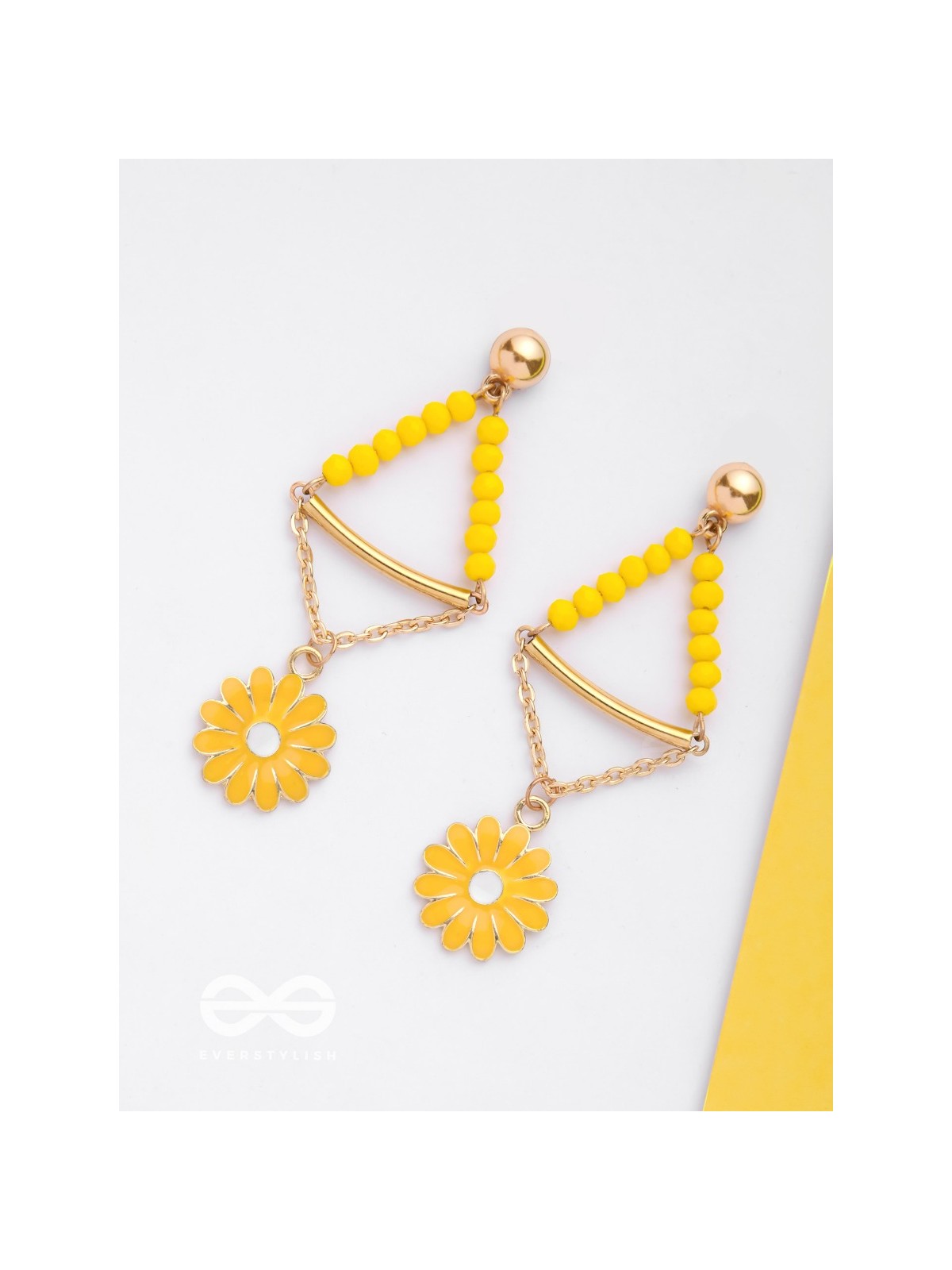 The Marigold Swing- Golden Enamelled Earrings