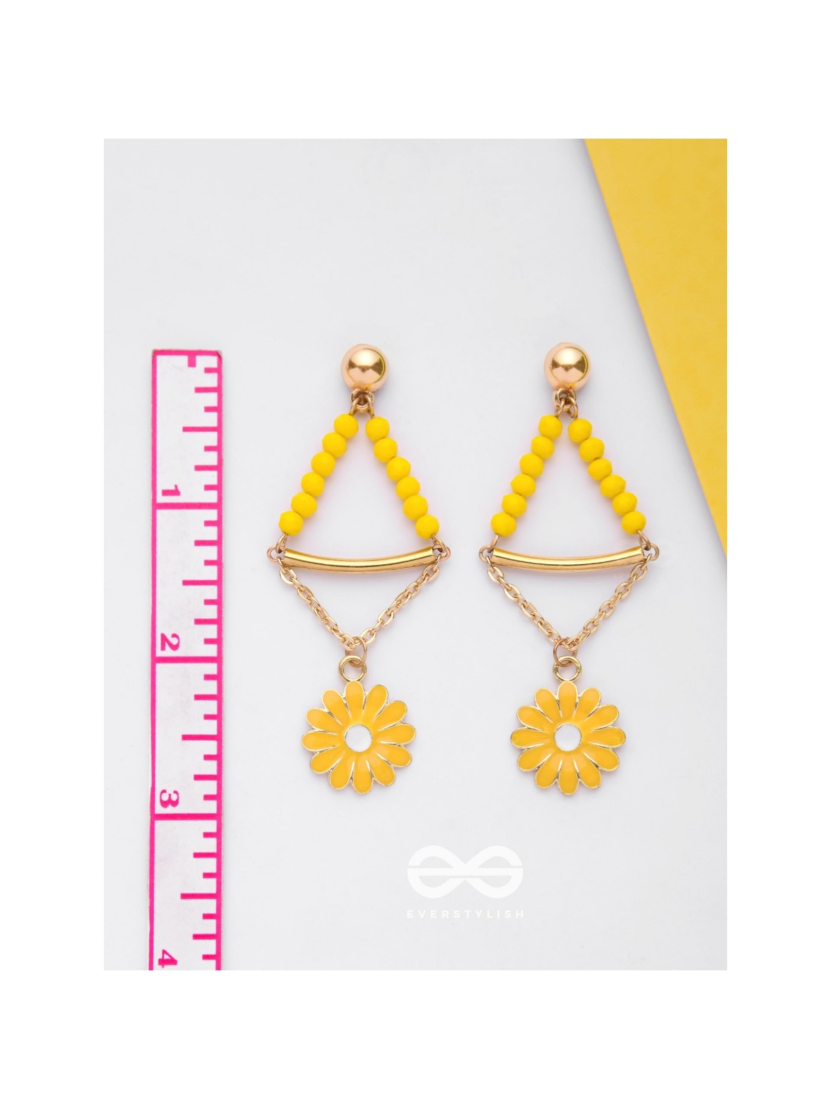 The Marigold Swing- Golden Enamelled Earrings