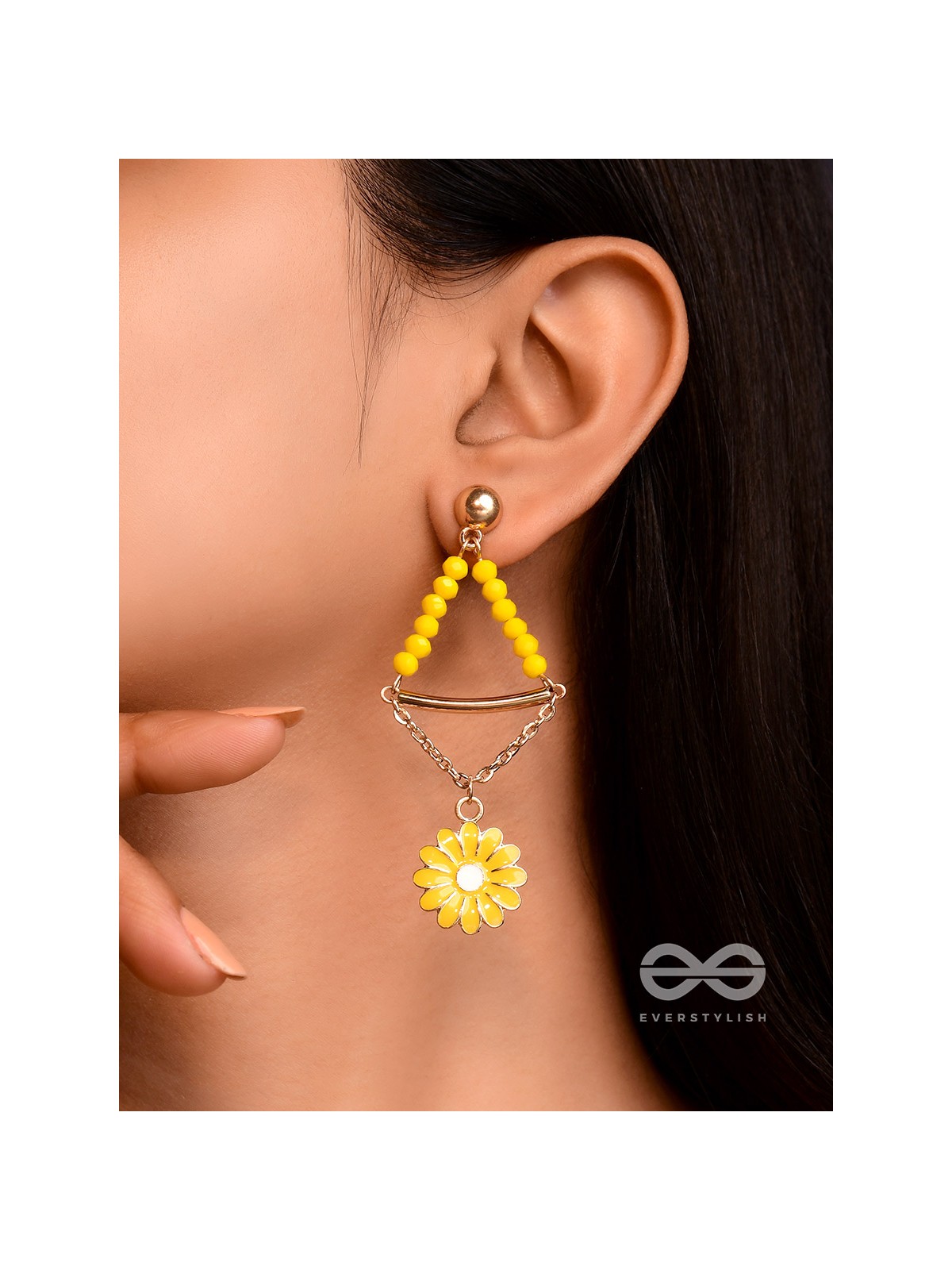 The Marigold Swing- Golden Enamelled Earrings