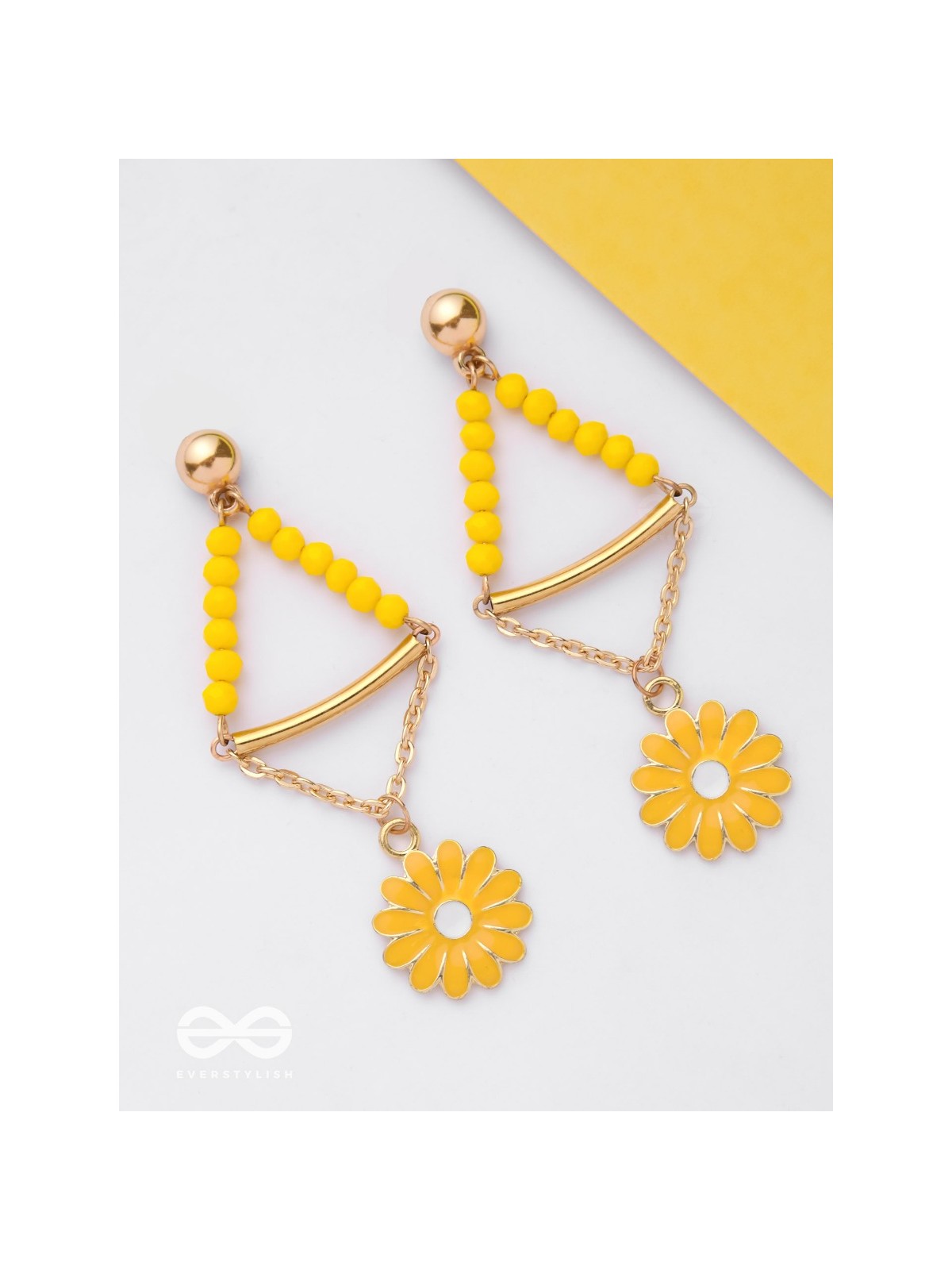 The Marigold Swing- Golden Enamelled Earrings