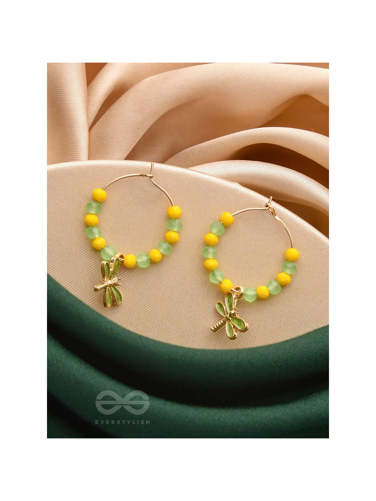 The Twinkly Dragonfly- Golden Dragonfly Hoop Earrings