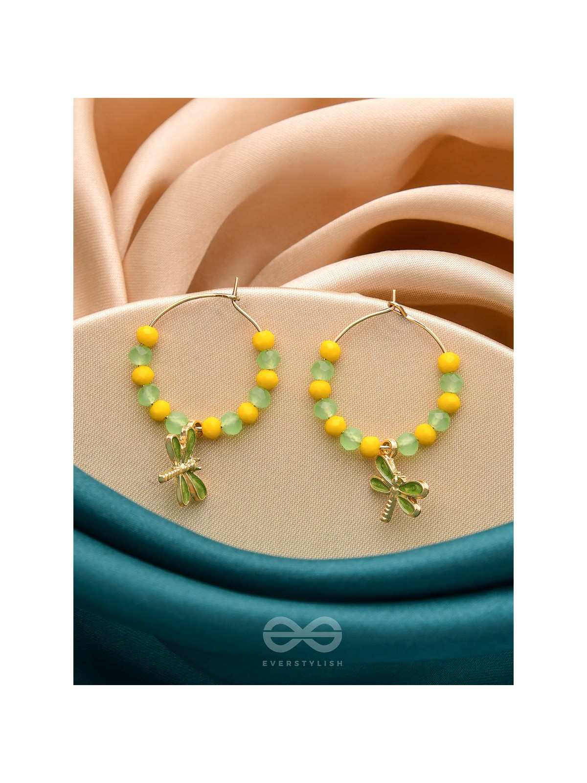 The Twinkly Dragonfly- Golden Dragonfly Hoop Earrings