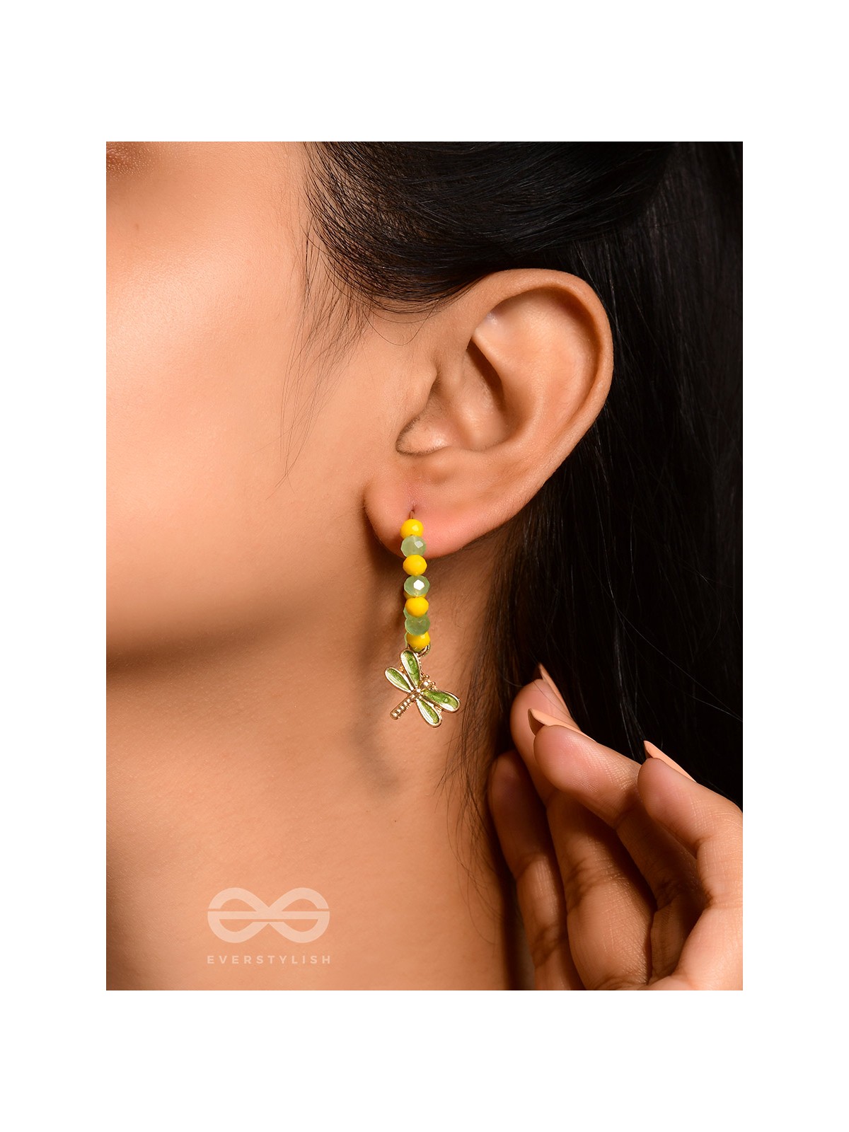 The Twinkly Dragonfly- Golden Dragonfly Hoop Earrings