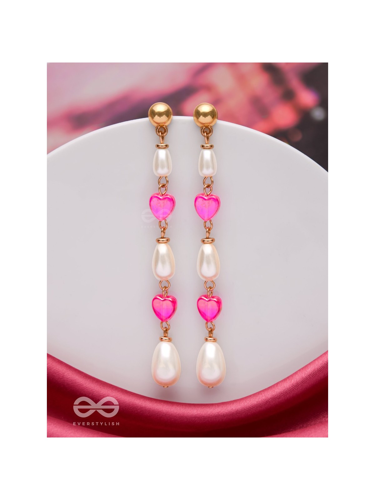 The Love Language- Golden & Pink Pearl Earrings