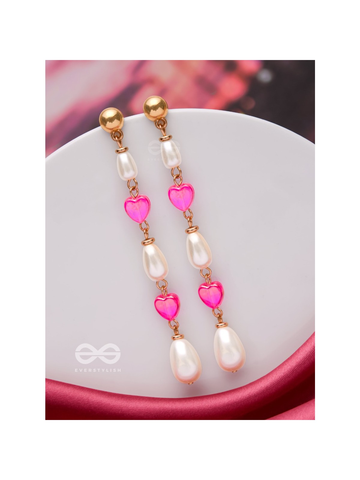 The Love Language- Golden & Pink Pearl Earrings
