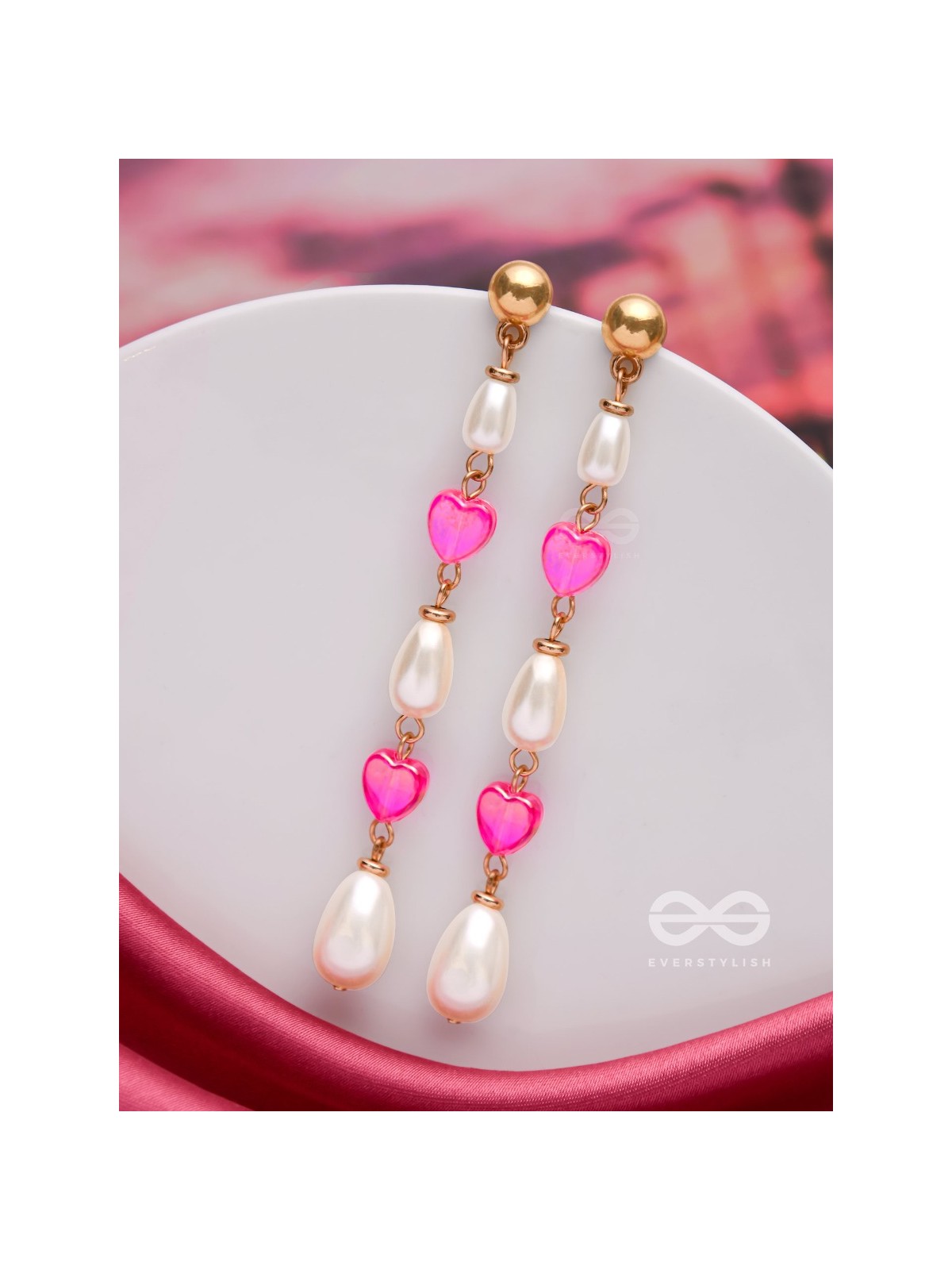 The Love Language- Golden & Pink Pearl Earrings