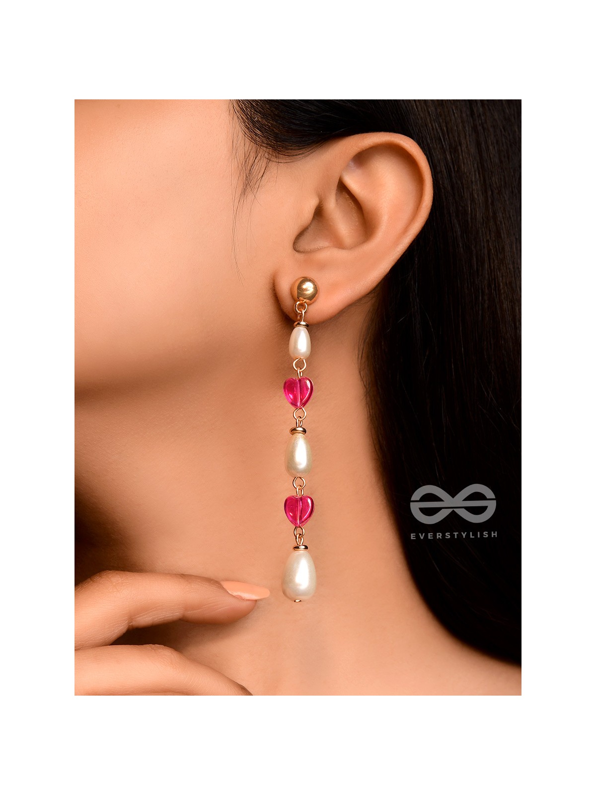 The Love Language- Golden & Pink Pearl Earrings