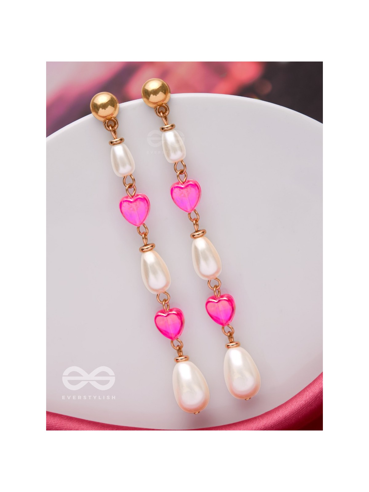 The Love Language- Golden & Pink Pearl Earrings
