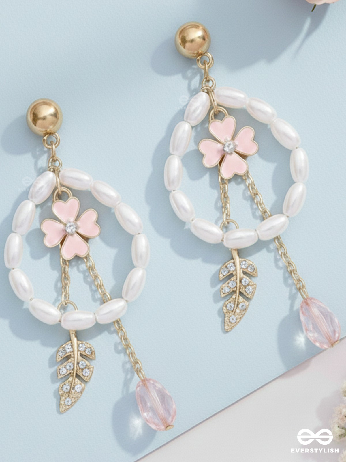 The Blooming Trail- Golden Pearl Earrings