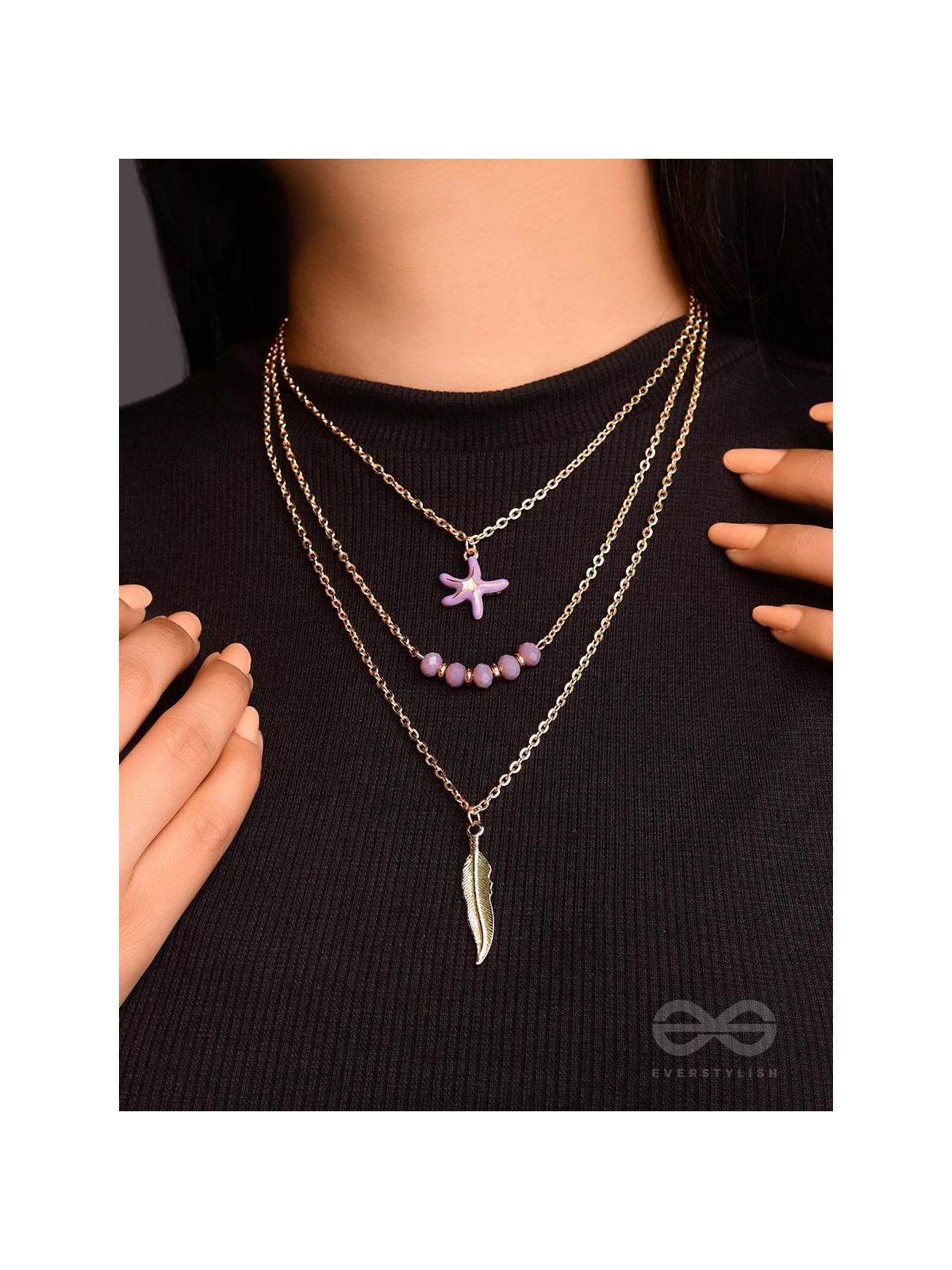 The Shooting Starfish- Golden Layered Necklace With Anti-Tarnish Coating 