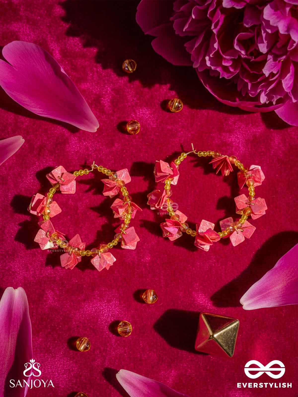 Srijas- The Flower-Garland- Sequins & Glass Beads Embroidered Earrings