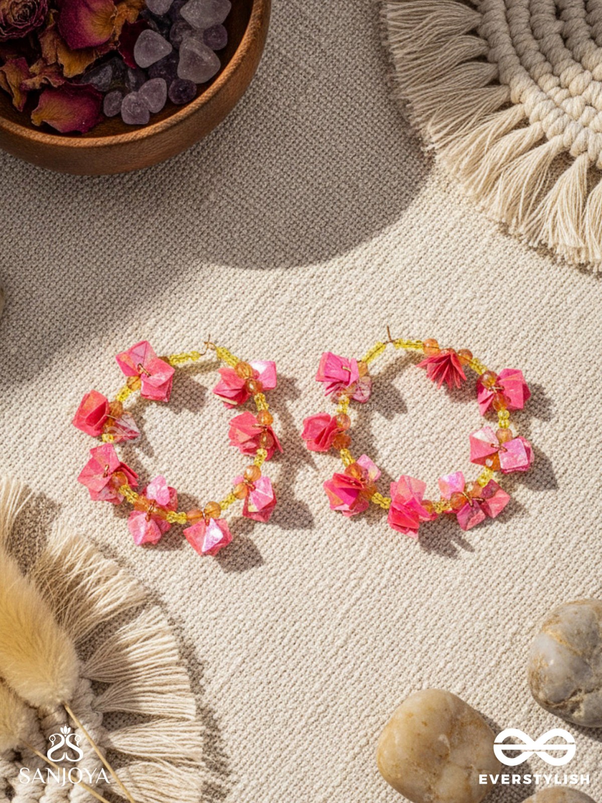 Srijas- The Flower-Garland- Sequins & Glass Beads Embroidered Earrings