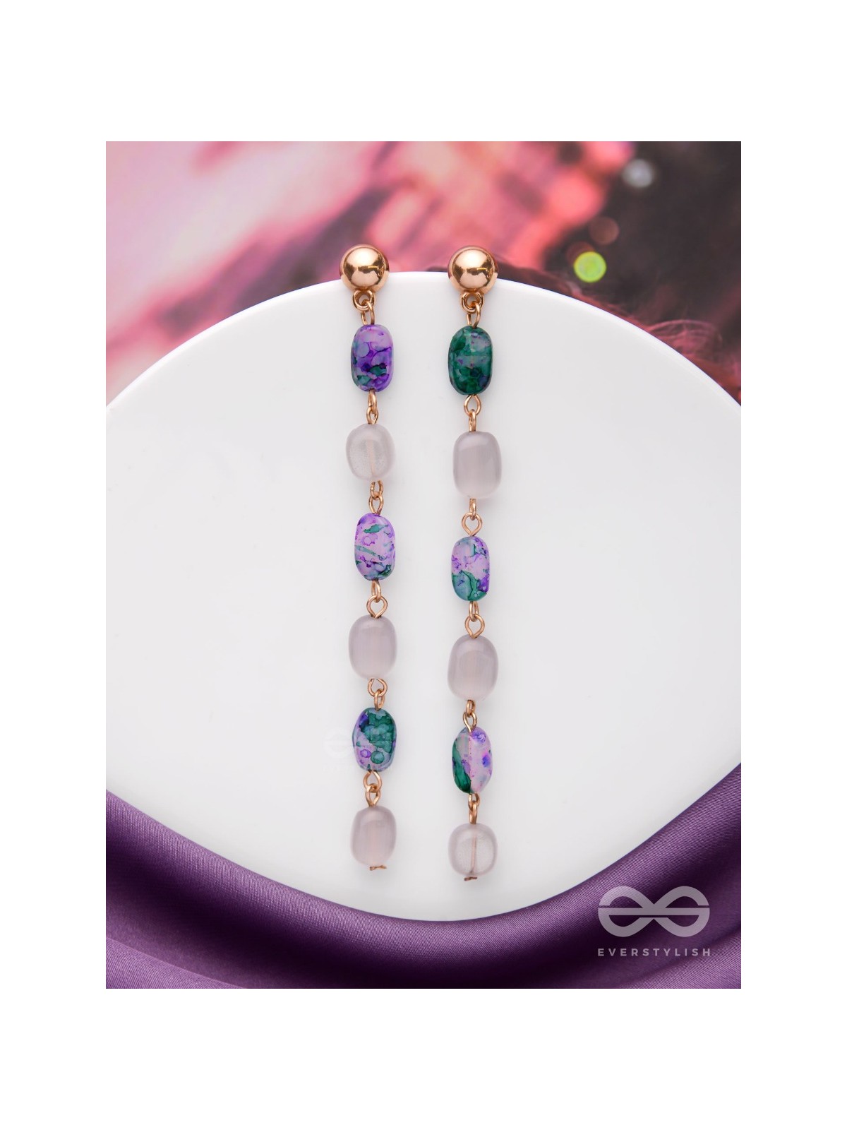 The Rollin' Stones- Golden Embellished Earrings