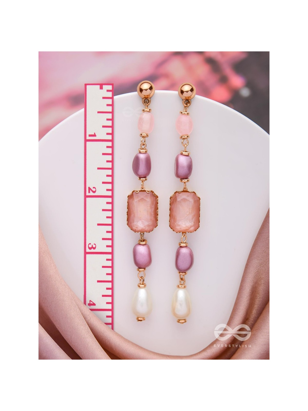The Pastel Pops- Golden Pearl Earrings (Purple & Pink)