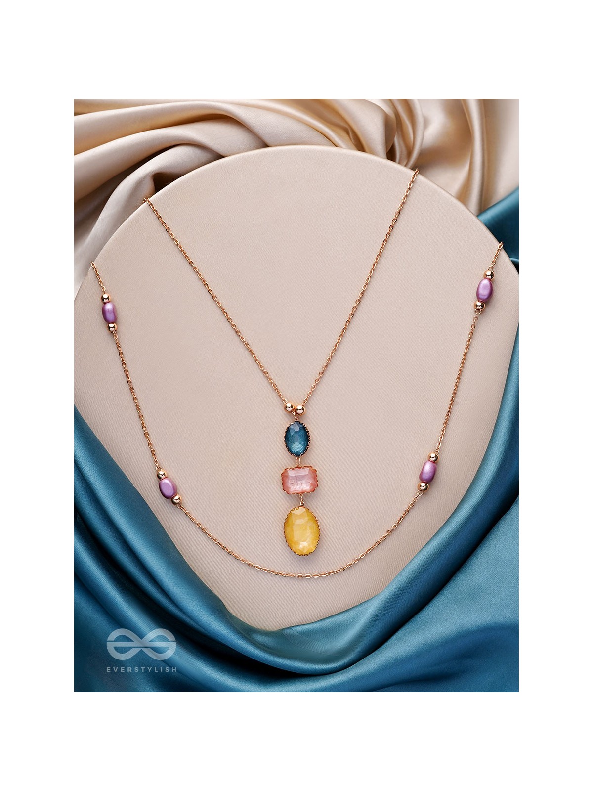 The Cosmic Cluster- Golden Embellished Layered Necklace With Anti-Tarnish Coating 