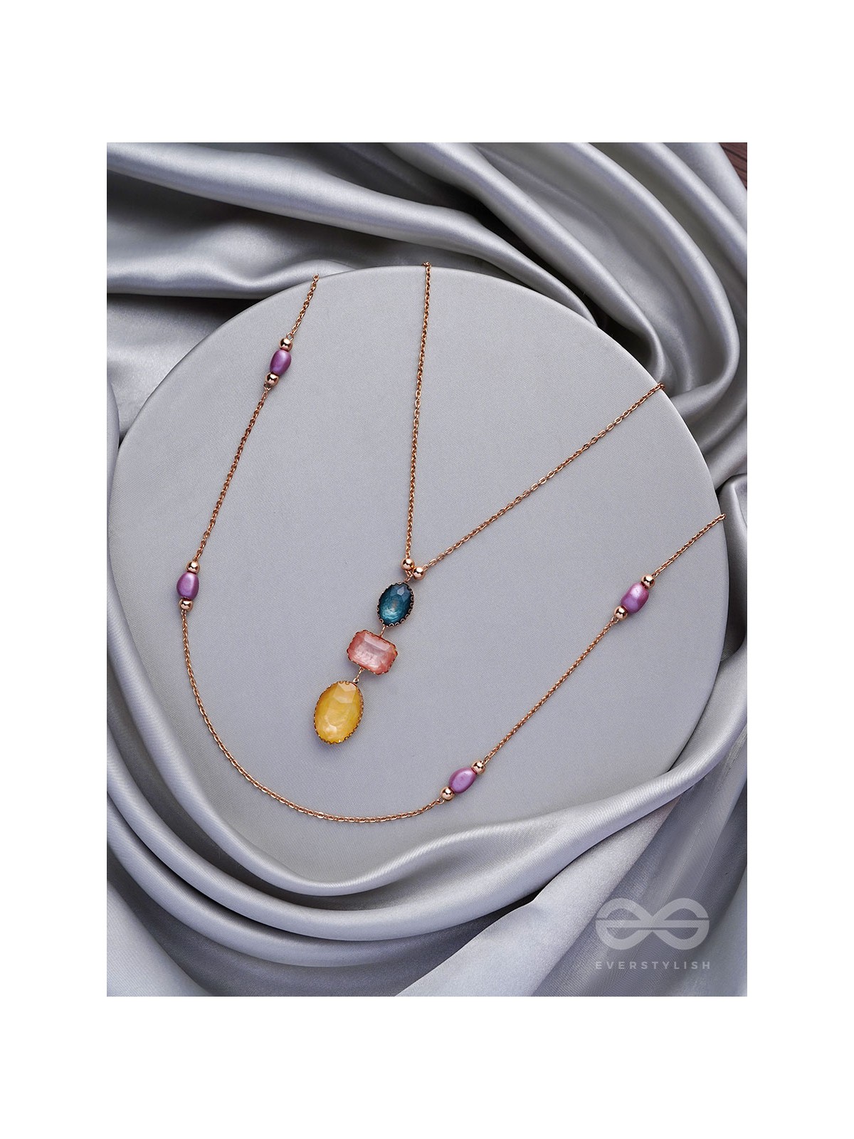 The Cosmic Cluster- Golden Embellished Layered Necklace With Anti-Tarnish Coating 