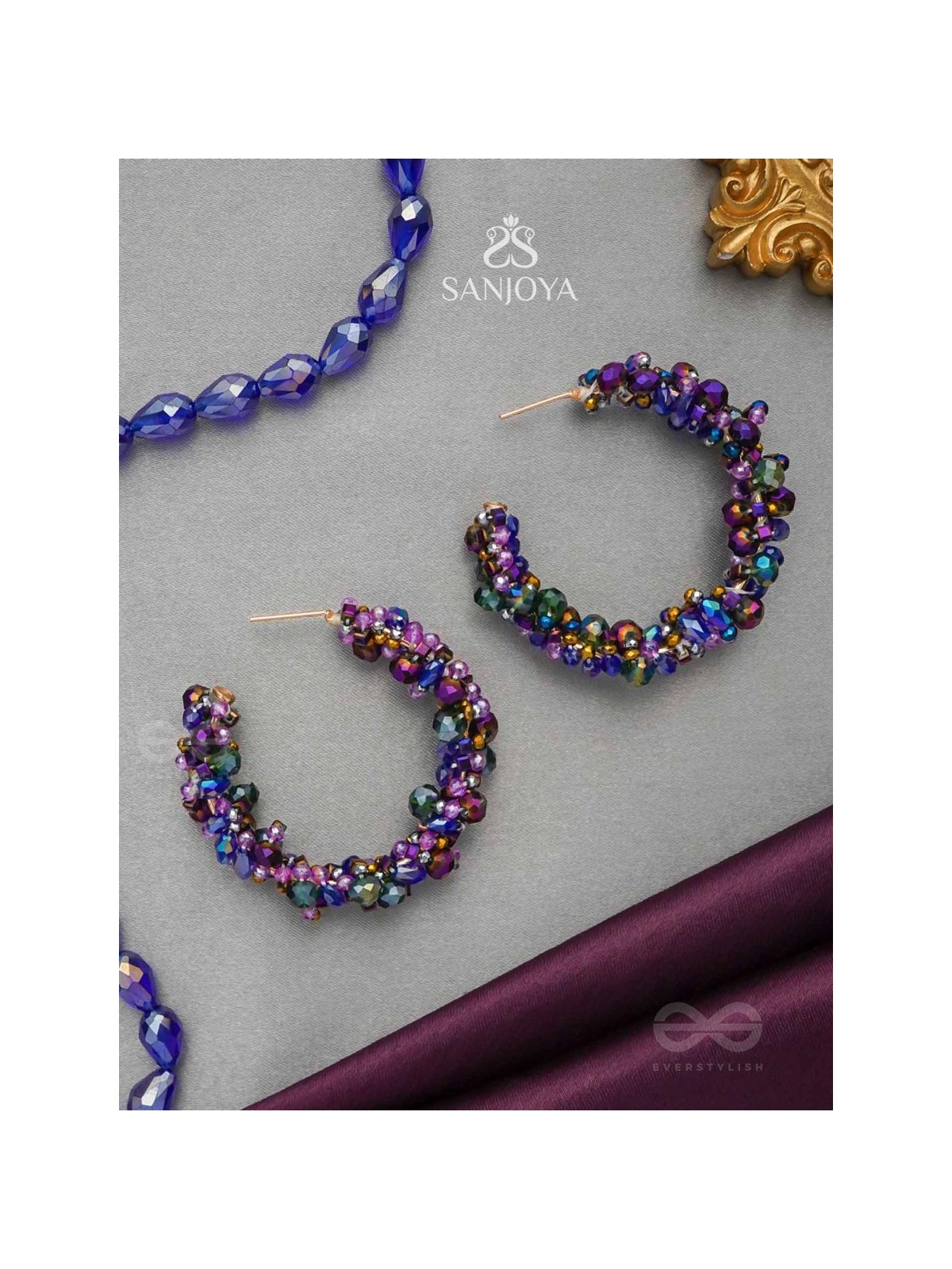 Aarksha- The Radiant Constellation- Glass Beads Embroidered Earrings