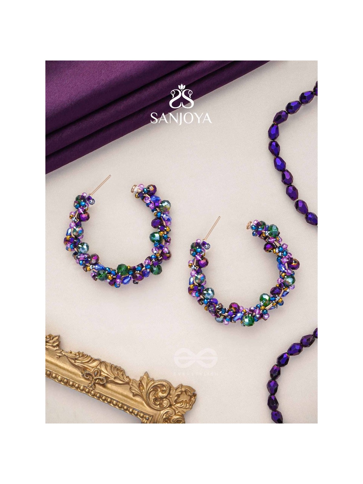 Aarksha- The Radiant Constellation- Glass Beads Embroidered Earrings