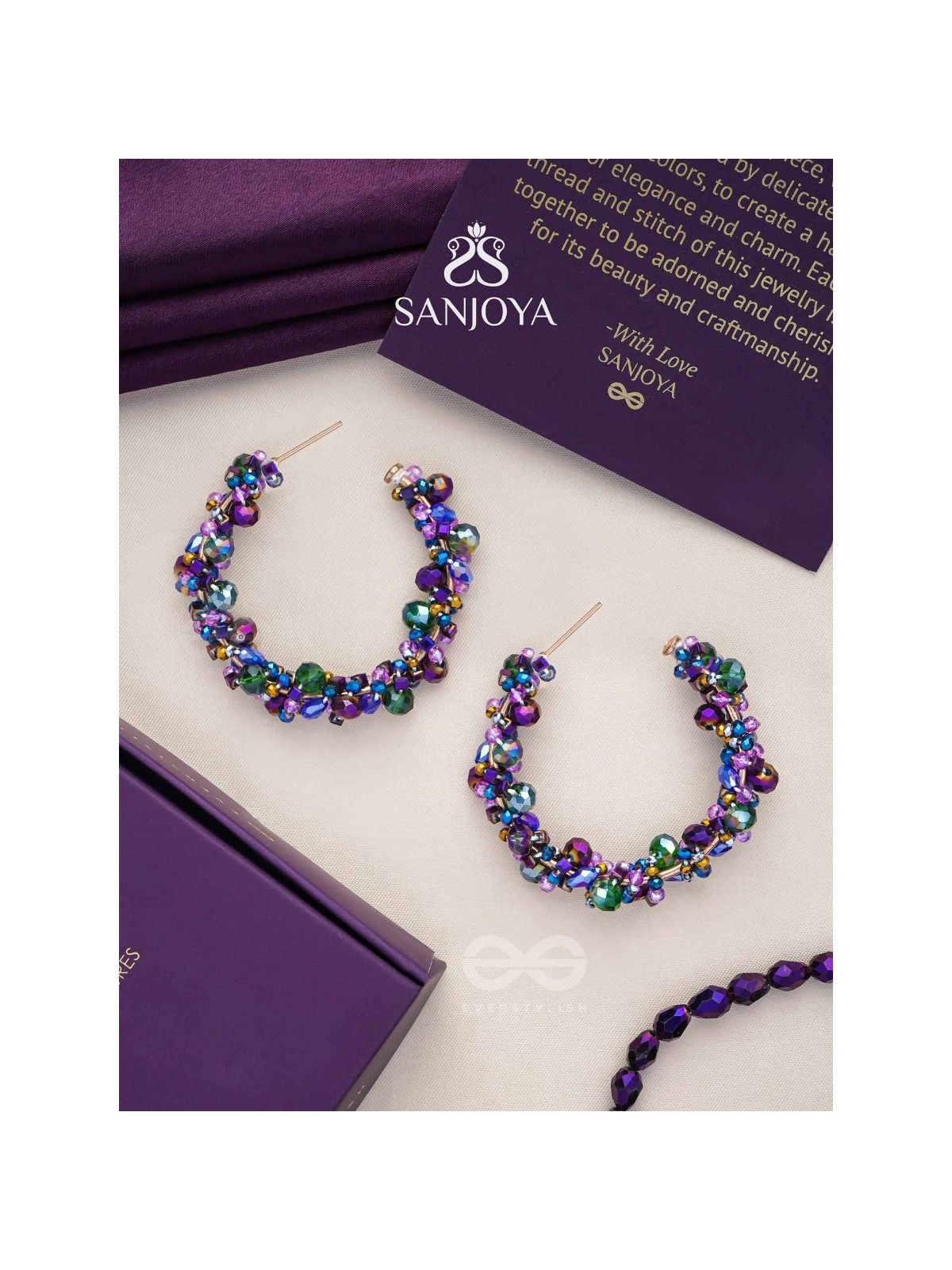 Aarksha- The Radiant Constellation- Glass Beads Embroidered Earrings