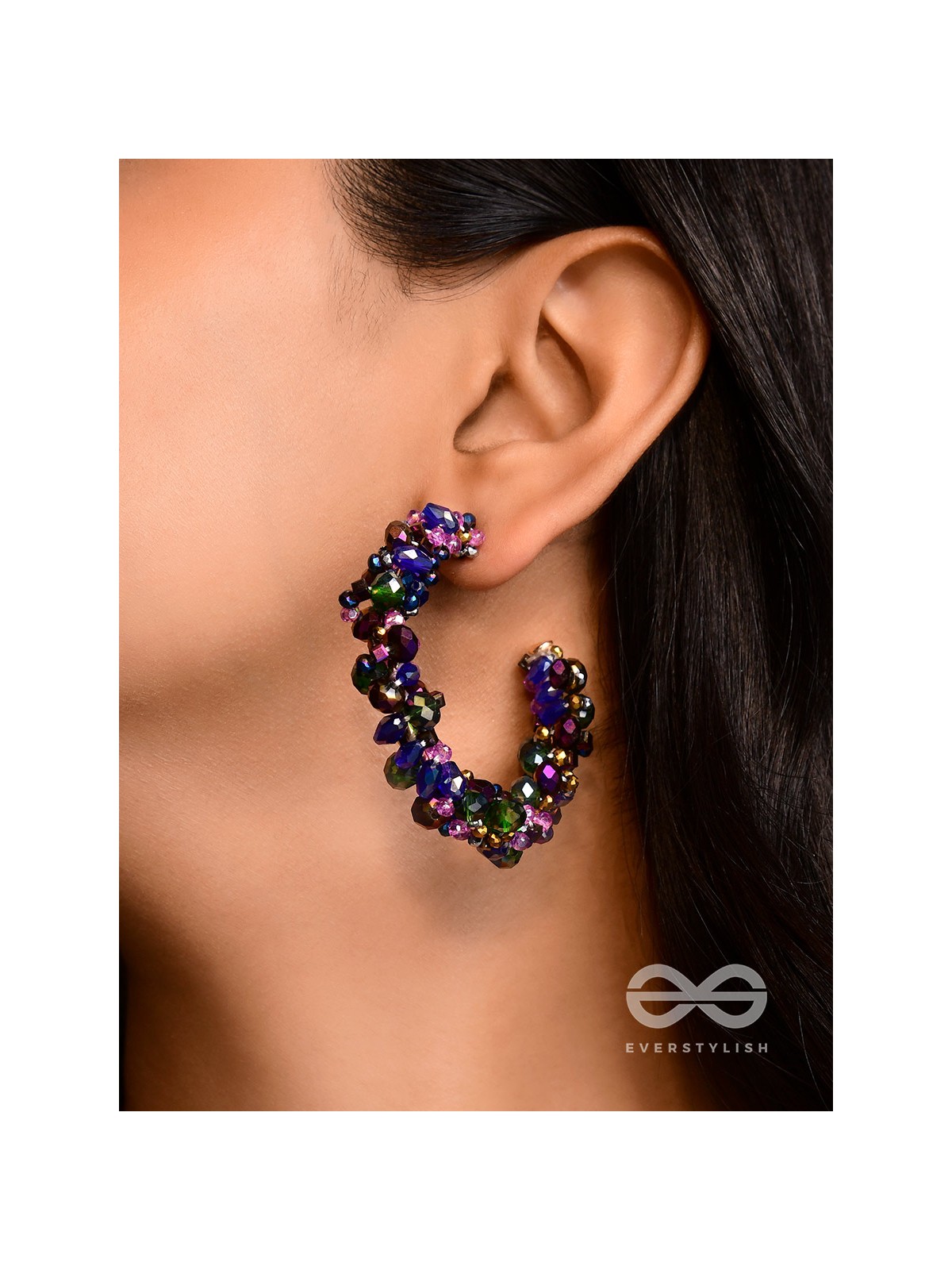 Aarksha- The Radiant Constellation- Glass Beads Embroidered Earrings