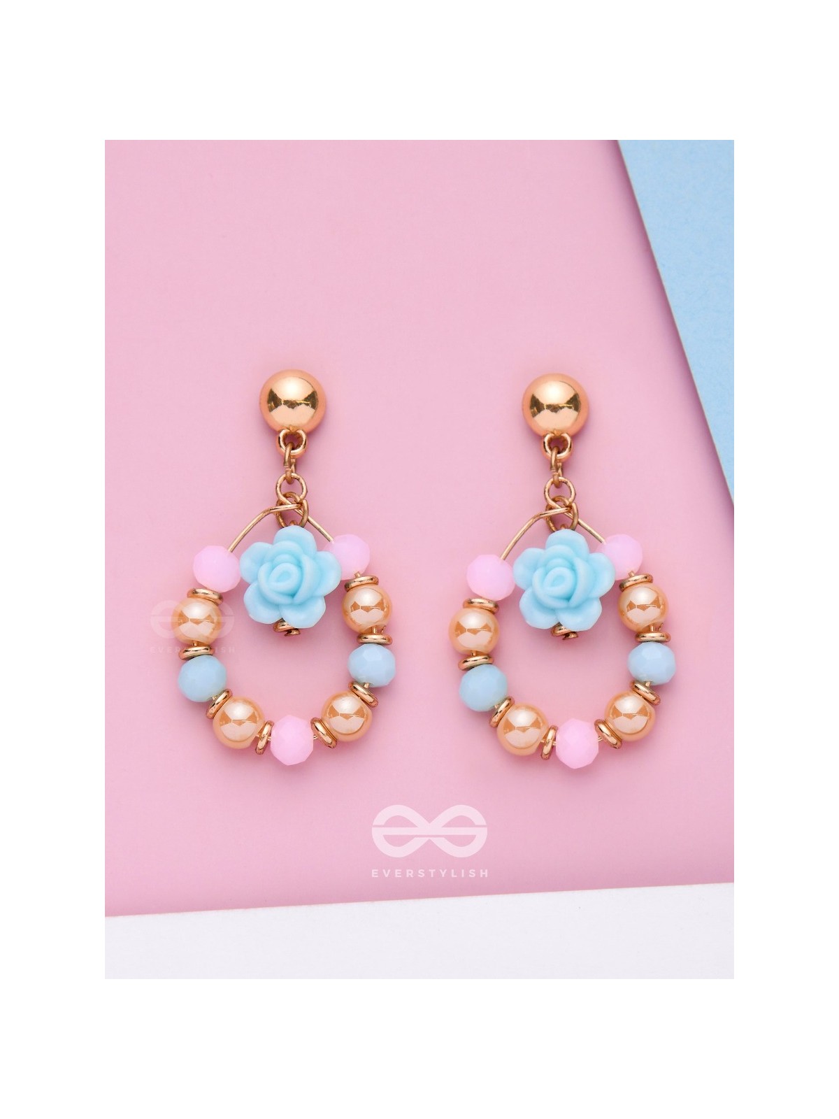 The Rose Wreath- Golden Embellished Earrings