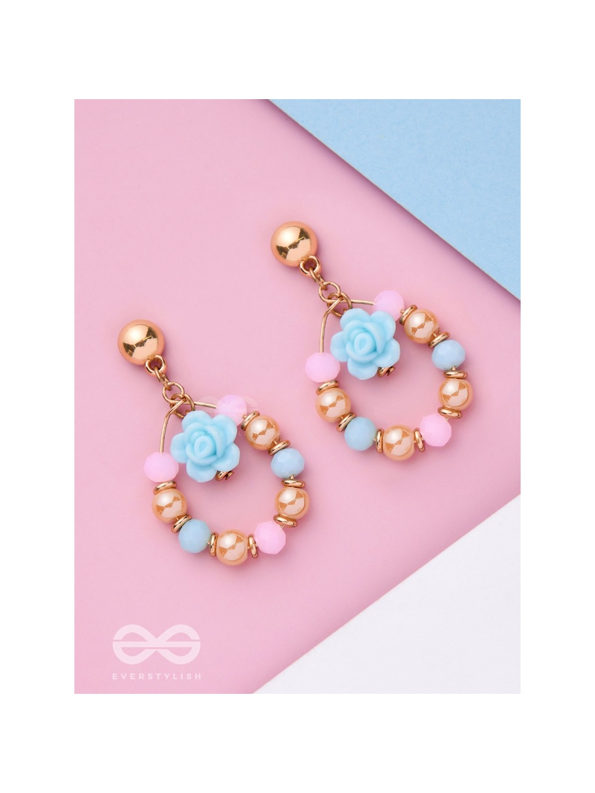 The Rose Wreath- Golden Embellished Earrings