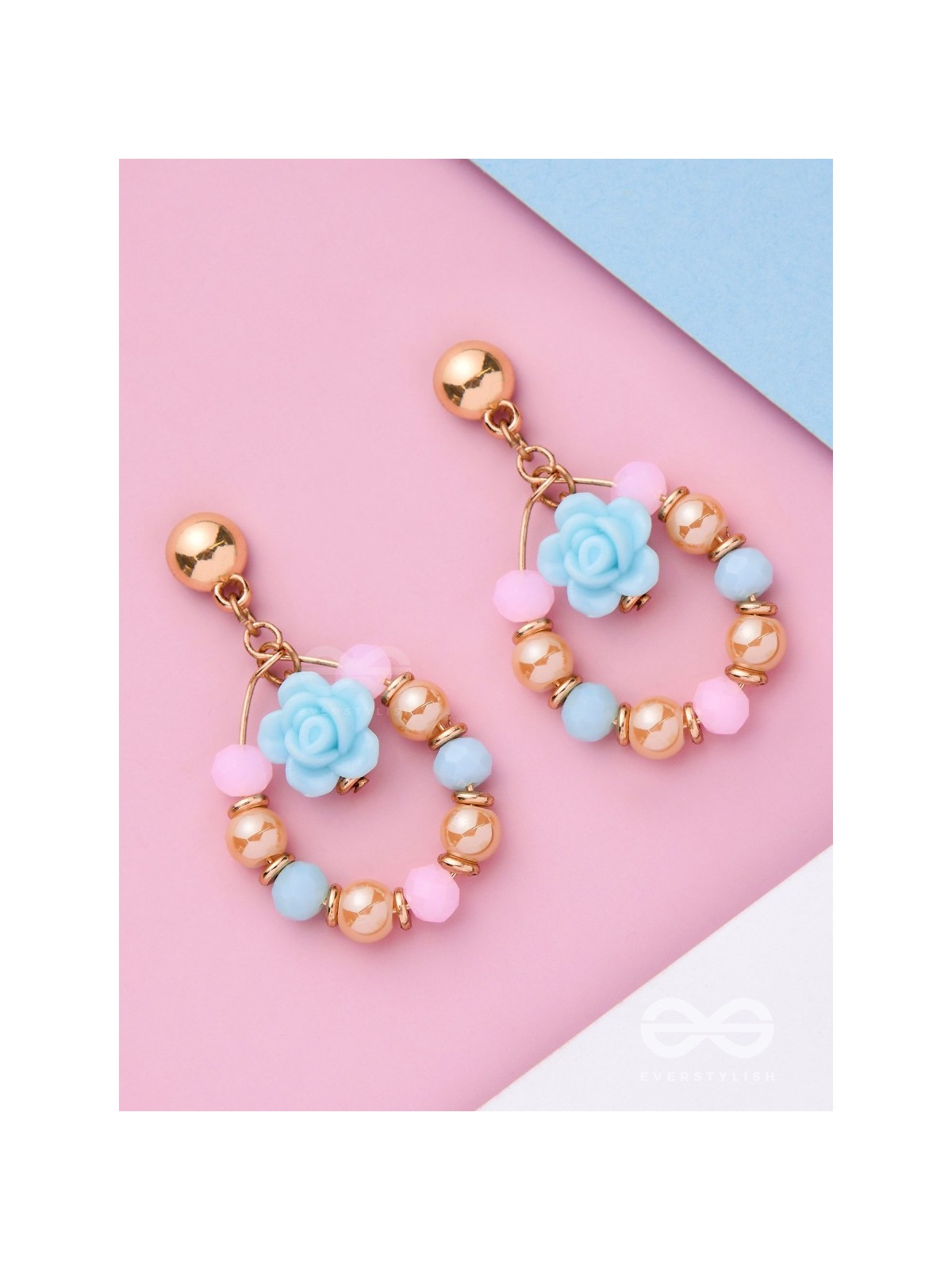 The Rose Wreath- Golden Embellished Earrings