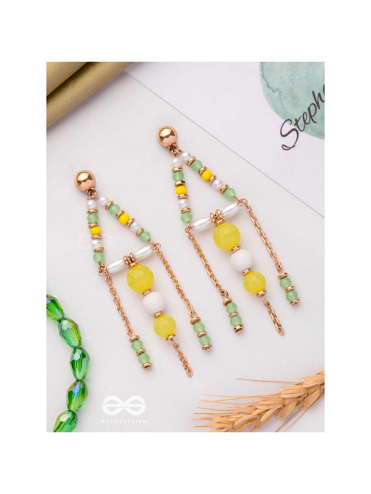 The Glam Chimes- Golden Embellished Earrings