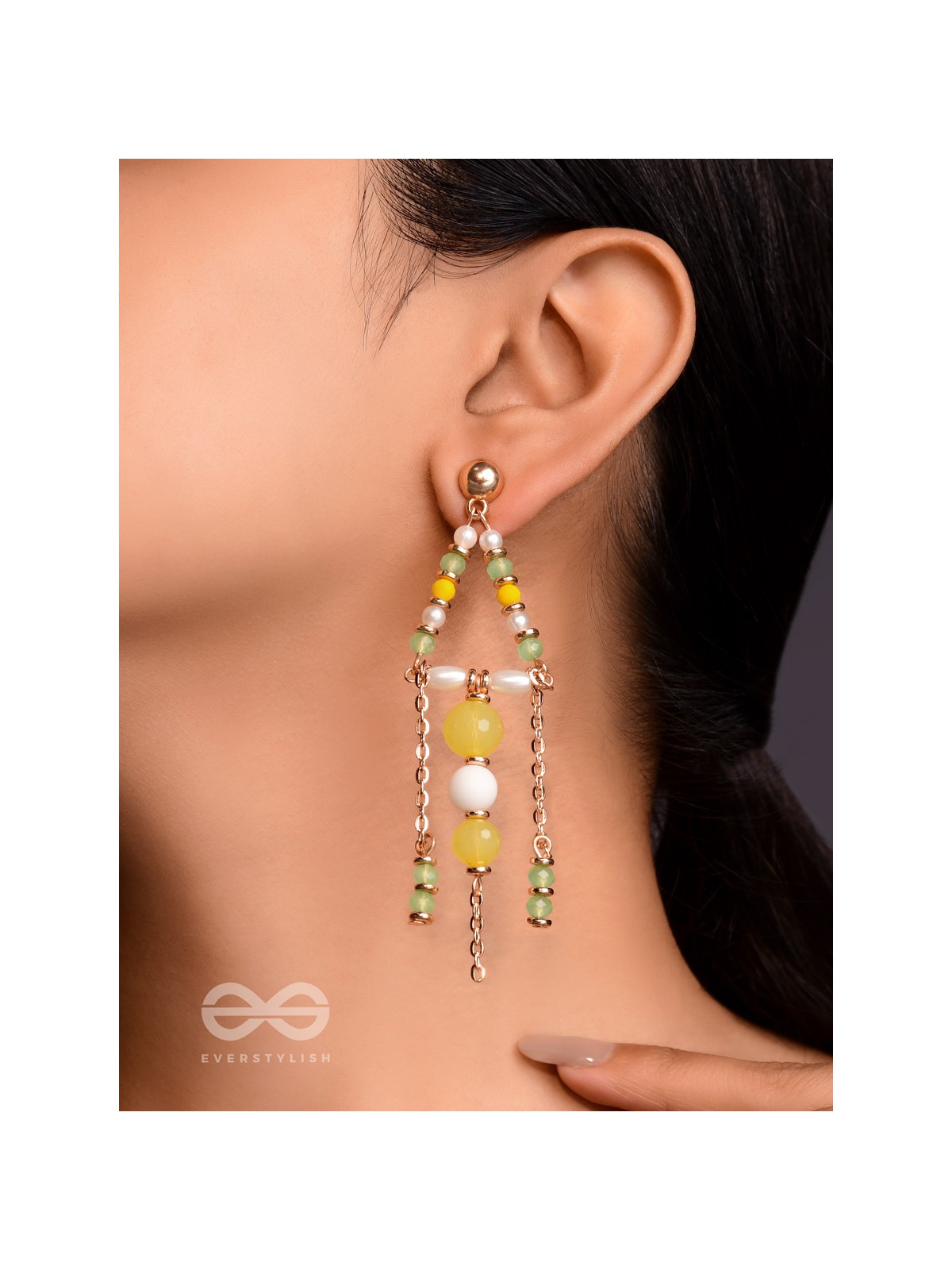 The Glam Chimes- Golden Embellished Earrings