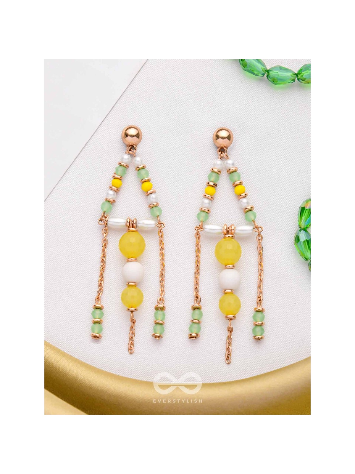 The Glam Chimes- Golden Embellished Earrings