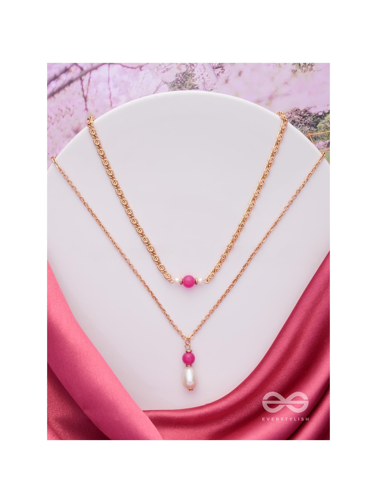 The Cotton Candy- Golden Pearl Layered Necklace