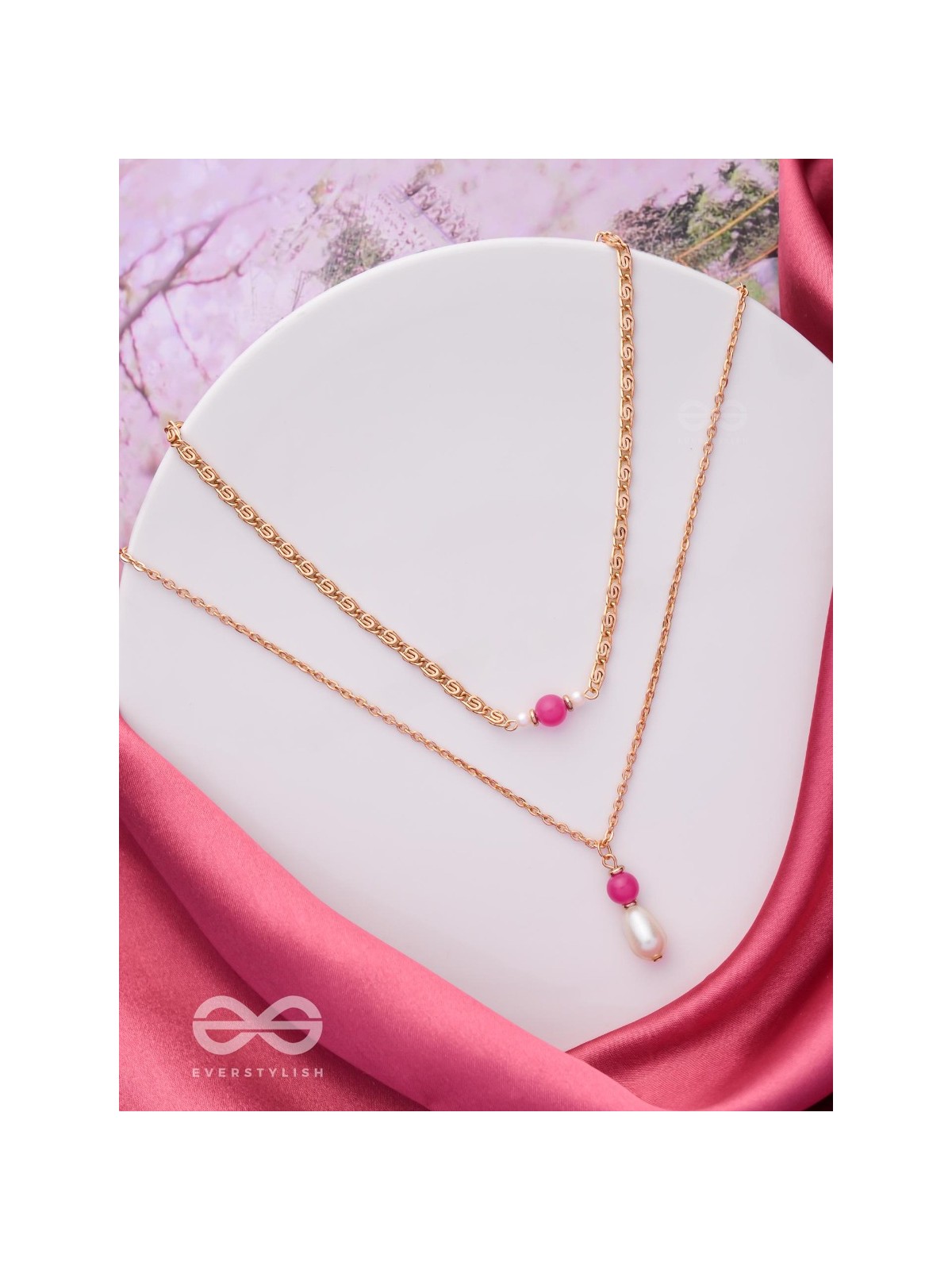 The Cotton Candy- Golden Pearl Layered Necklace