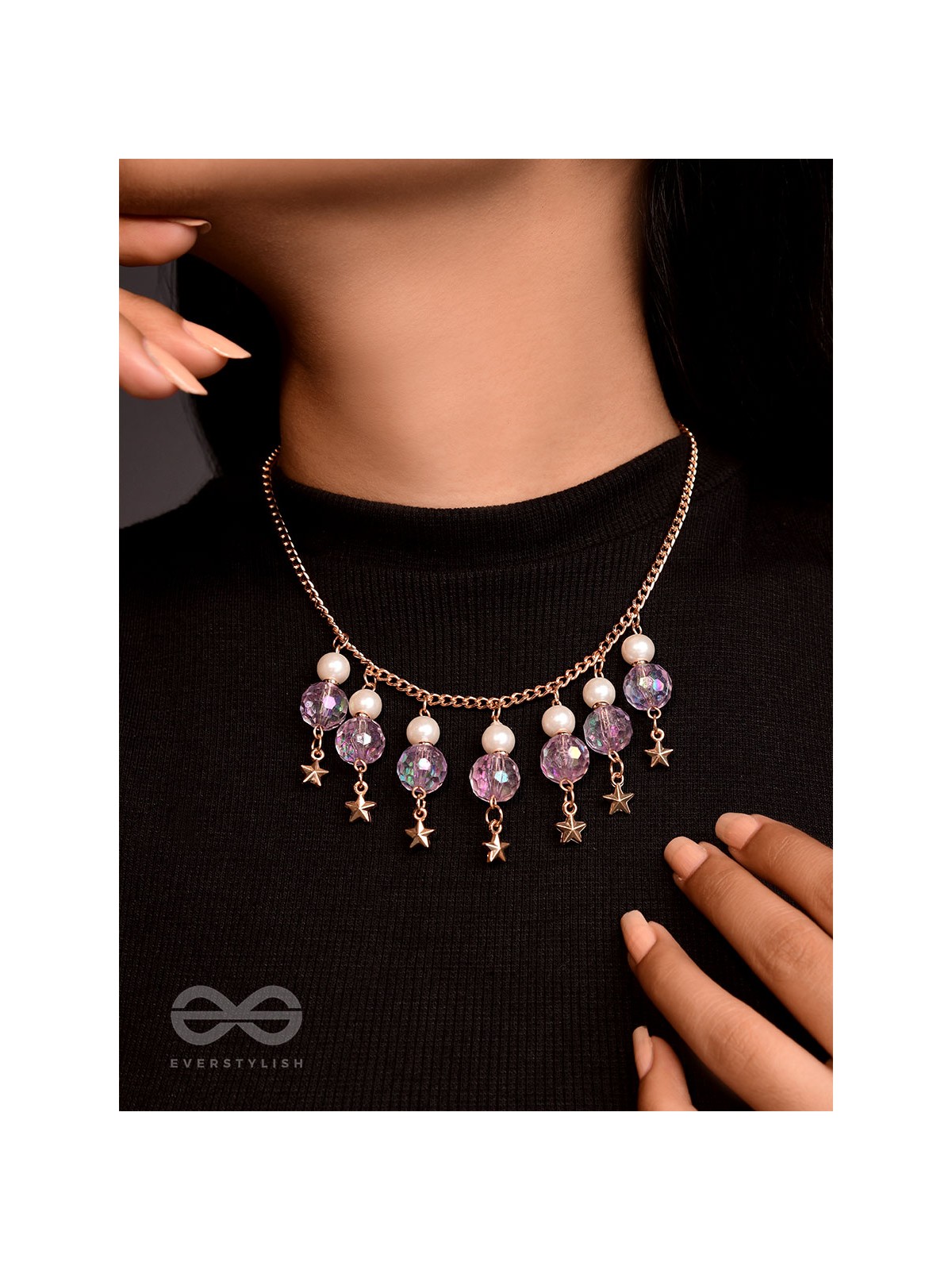 The Galaxy Globes- Golden Pearl Neckpiece With Anti-Tarnish Coating 