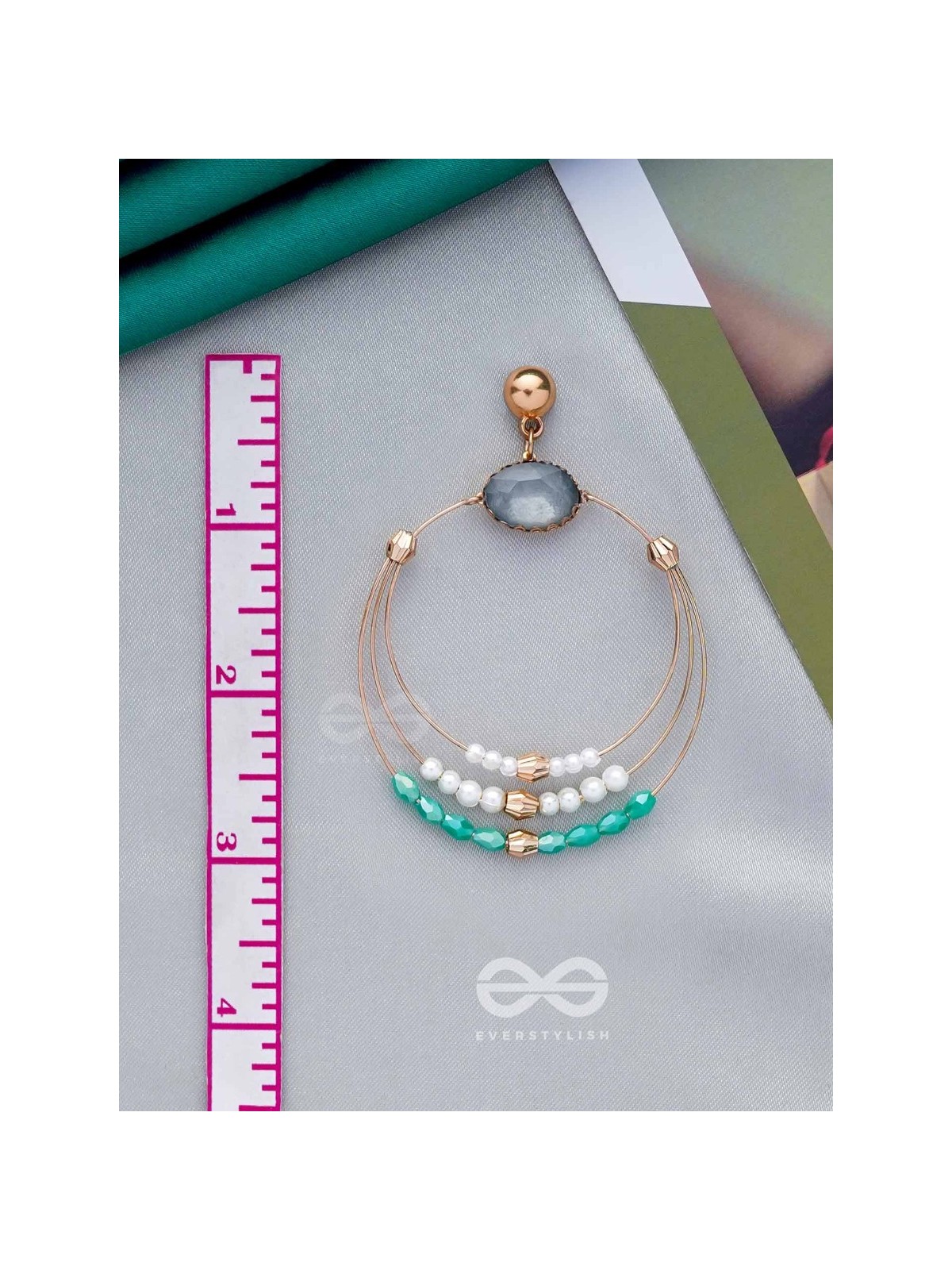 The Lunar Loops- Golden Embellished Earrings