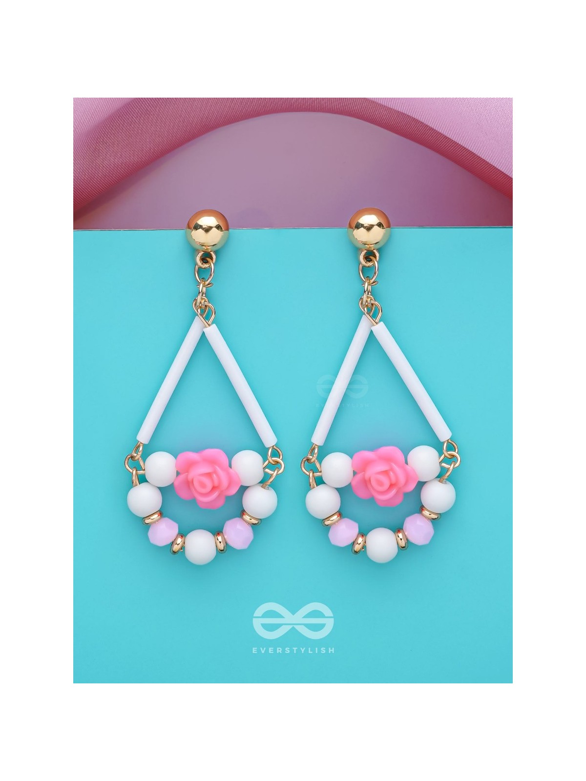 The Swingin' Roses- Golden Embellished Earrings