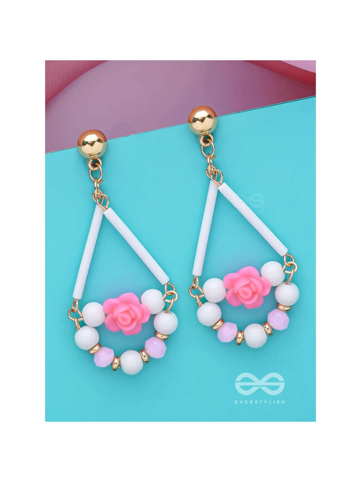 The Swingin' Roses- Golden Embellished Earrings