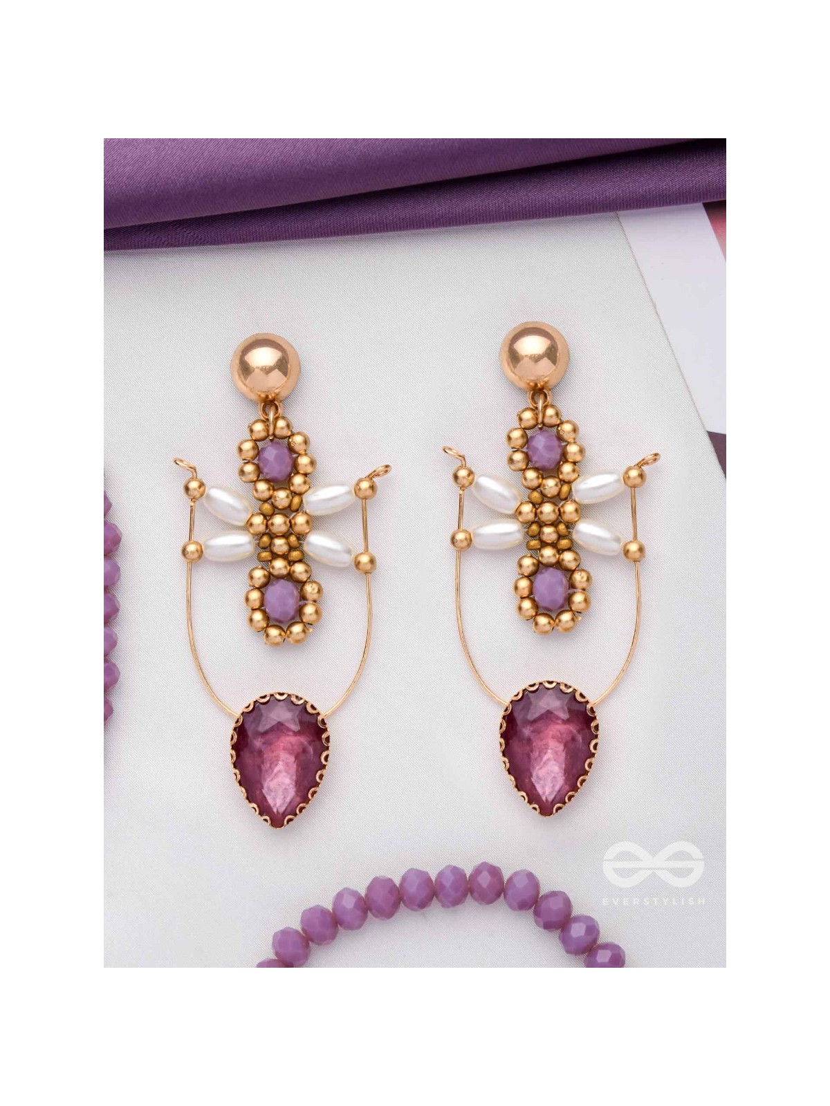 The Glam Goddess- Golden Pearl Earrings